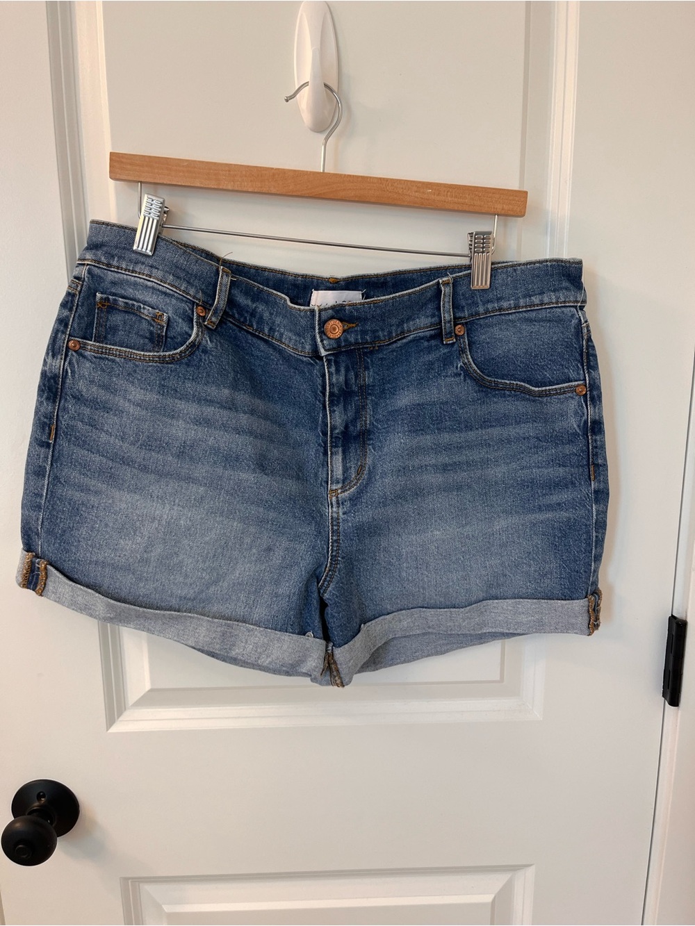LOFT Faded Blue Rolled-Hem Denim Shorts